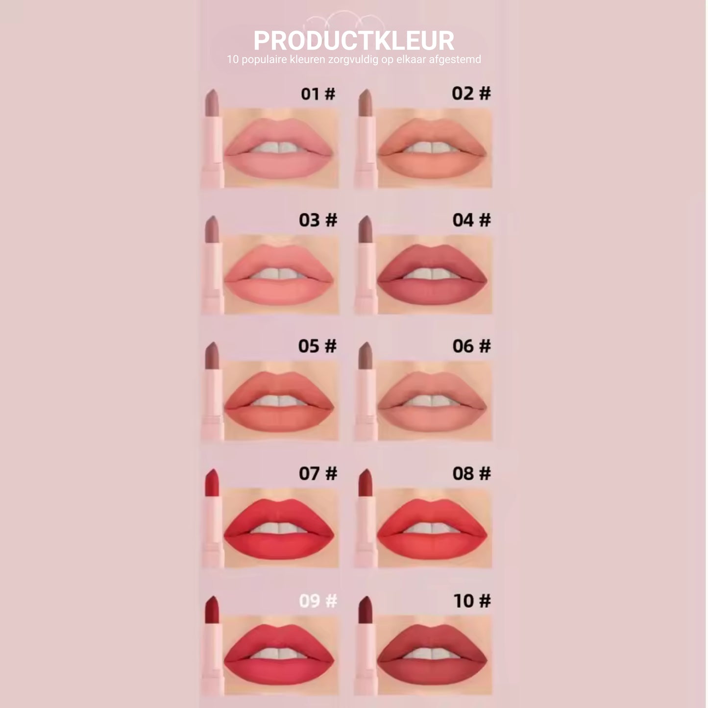 Zachte matte lippenstift set